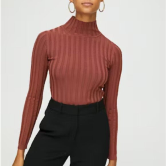 Aritzia Babaton Victor Turtleneck Mock-Neck Sweater Size Small Brown - Picture 1 of 9